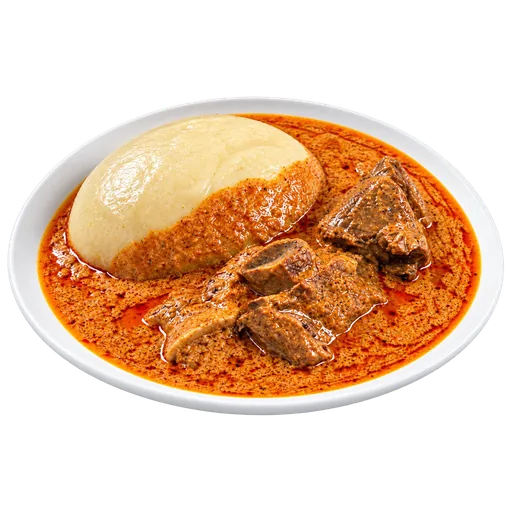 Fufu et sauce aux arachides avec morceaux de viande